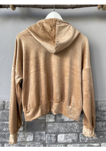 Kadın Sweat Kadife Uzun Kollu Kapişonlü fırsatları