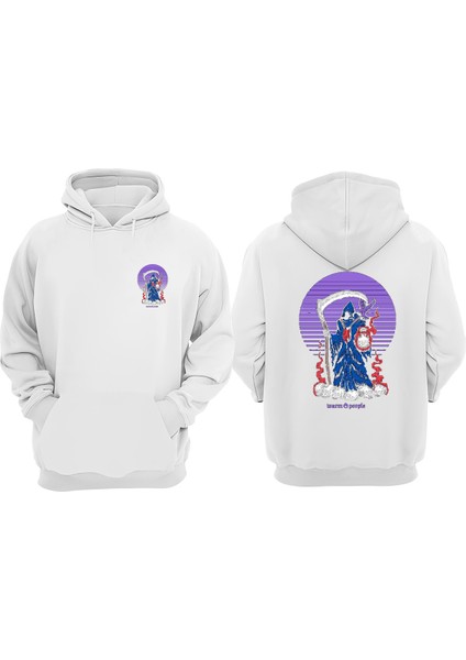 Unisex Warm People Tasarım Ön Arka Baskılı Normal Kalıp Beyaz Sweatshirt