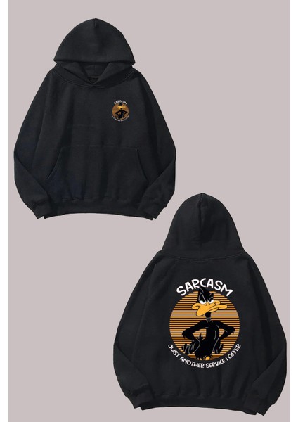 Sarcasm Just Another Servıceı Offer Tasarım Ön Arka Baskılı Normal Kalıp Siyah Sweatshirt