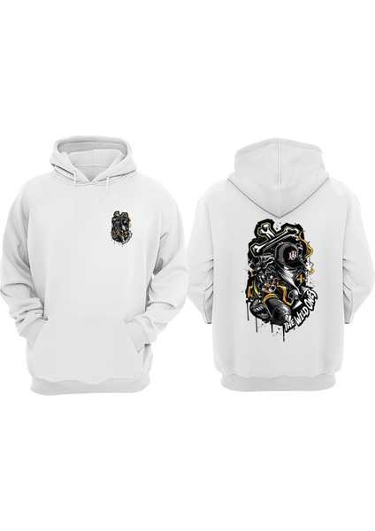 Unisex Sprey The Wıld Ones Tasarım Ön Arka Baskılı Normal Kalıp Beyaz Sweatshirt