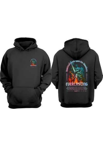 Everlasting Poster Tasarım Ön Arka Baskılı Normal Kalıp Siyah Sweatshirt