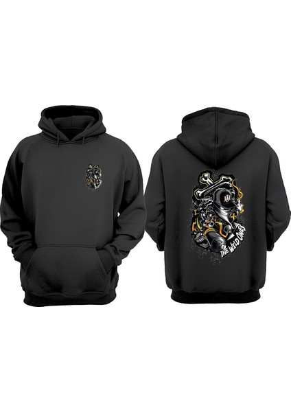 Unisex Sprey The Wıld Ones Tasarım Ön Arka Baskılı Normal Kalıp Siyah Sweatshirt