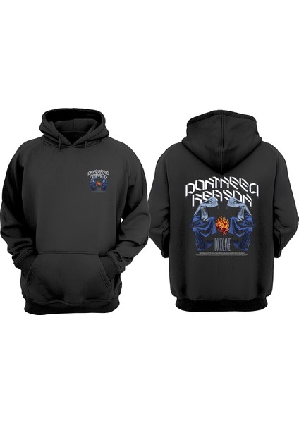 Unisex Dıcegame Zarlar Tasarım Ön Arka Baskılı Normal Kalıp Siyah Sweatshirt