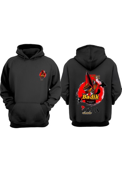 Bandık Gowa Tasarım Ön Arka Baskılı Normal Kalıp Siyah Sweatshirt