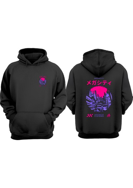 Megacity Japanese Apparel Tasarım Ön Arka Baskılı Normal Kalıp Siyah Sweatshirt