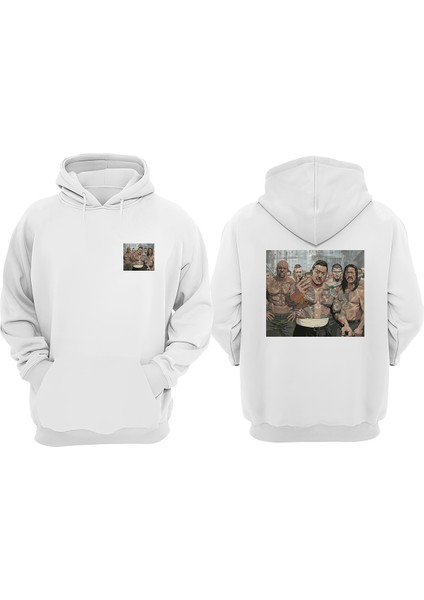 Unisex Gangsters, Seung Eun Kim Tasarım Ön Arka Baskılı Normal Kalıp Beyaz Sweatshirt
