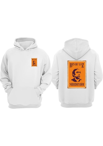 Ben Bu Yaz Nerdeyim Tasarım Ön Arka Baskılı Normal Kalıp Beyaz Sweatshirt