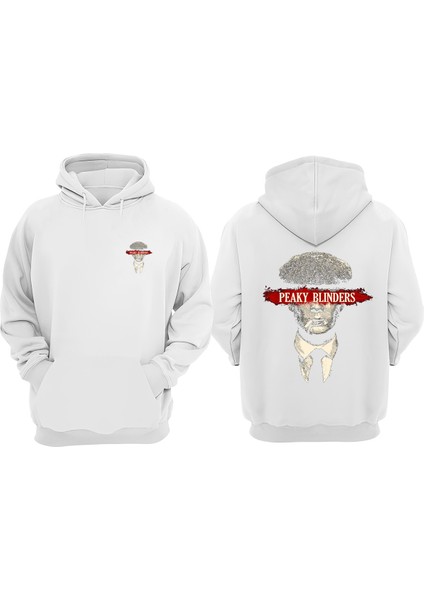 Unisex Tommy Tasarım Ön Arka Baskılı Normal Kalıp Beyaz Sweatshirt