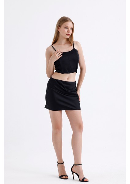 Sırtı Fermuarlı Plastik Askılı Saten Balenli Bustiyer | BUST3577 Siyah fiyatları