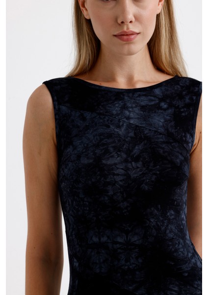 Yırtmaçlı Kolsuz Likralı Viskon Elbise ELB35734 Siyah Batik modelleri