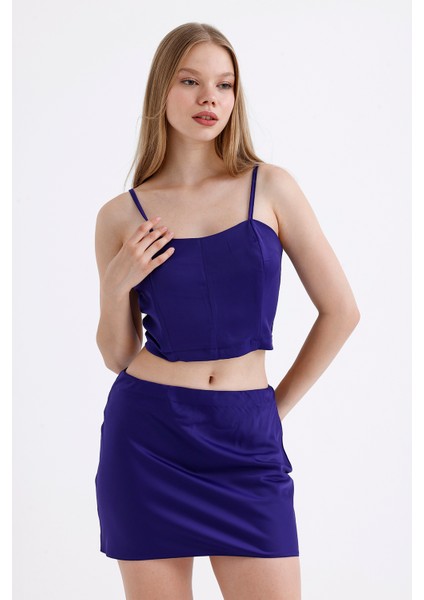 Beli Lastikli Saten Mini Etek | ETK35774 Saks fiyatları