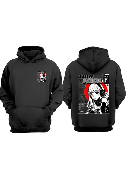 Love Fool Tasarım Ön Arka Baskılı Normal Kalıp Siyah Sweatshirt
