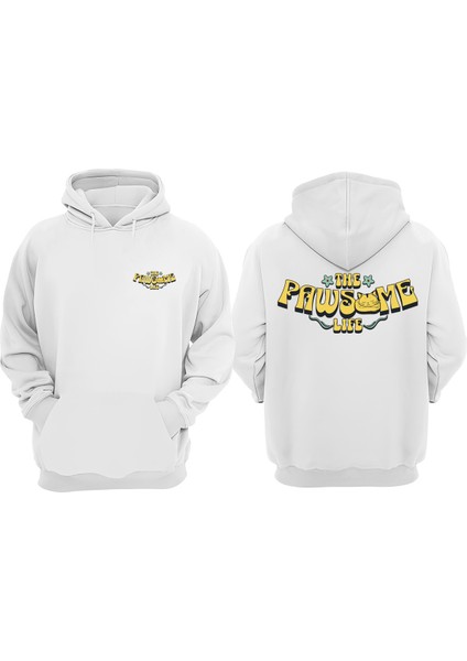 The Pawsome Life Tote Bag Tasarım Ön Arka Baskılı Normal Kalıp Beyaz Sweatshirt