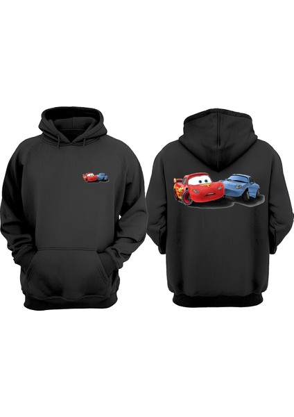 Cars Sally Tasarım Ön Arka Baskılı Normal Kalıp Siyah Sweatshirt