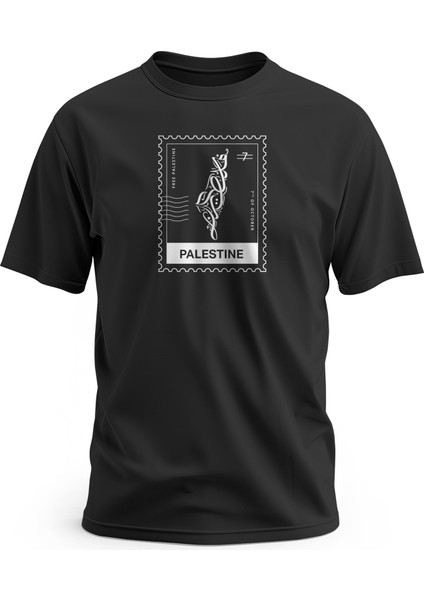 Tişört, Kısa Kollu Unisex Filistin Posta Pulu Tasarımlı Dijital Baskılı Rahat T-Shirt