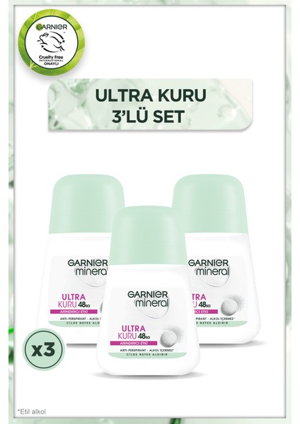 3'lü Garnier Mineral Ultra Kuru Roll-On Deodorant Seti