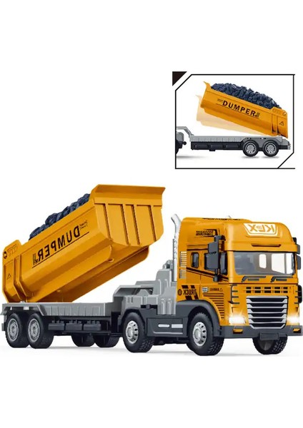 Sürtmeli Işıklı Müzikli 1:24 Oyuncak Inşaat Aracı Dorse'li Tır