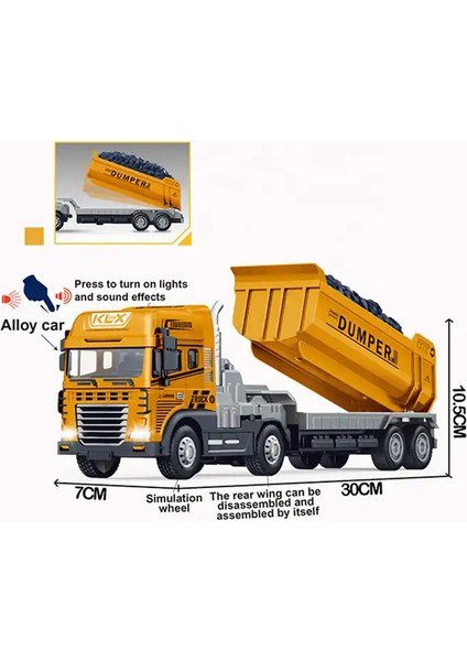Sürtmeli Işıklı Müzikli 1:24 Oyuncak Inşaat Aracı Dorse'li Tır fiyatları
