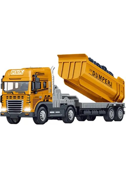 Sürtmeli Işıklı Müzikli 1:24 Oyuncak Inşaat Aracı Dorse'li Tır modelleri