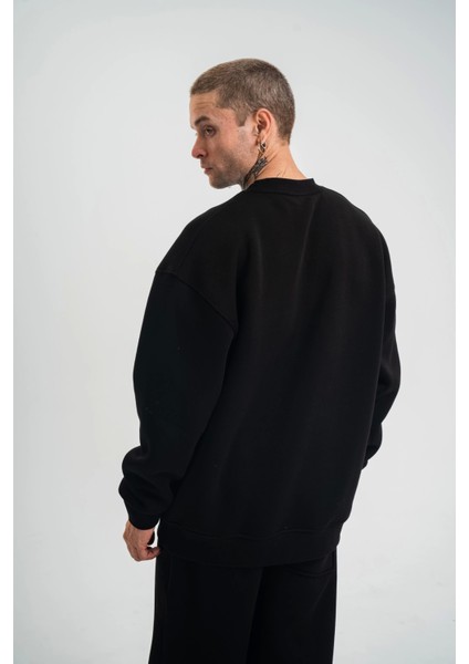 Uzun Kol Bisiklet Yaka Basic Sweatshirt - Siyah indirimleri