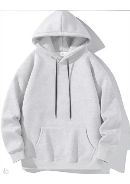 Kadın Uzun Kol Kapşonlu Basic Sweatshirt Hoodie - Gri