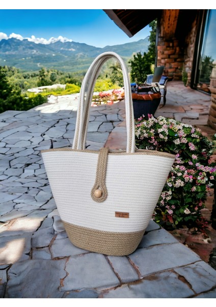 Hasır Çanta Omuz Çantası Plaj Çantası El Emeği Handmade Tasarım Tarz Yaz MODA-30CMX40-42CM