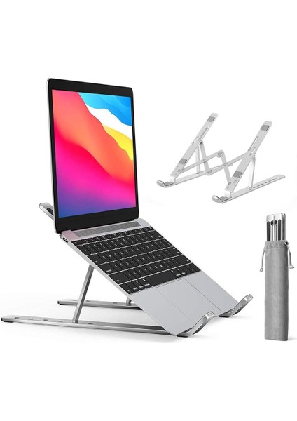 Byars-Katlanır Alüminyum Laptop ve Tablet Standı Macbook Uyumlu Notebook Stand Çift Kenetli Sağlam Versiyon Byarsbilişim