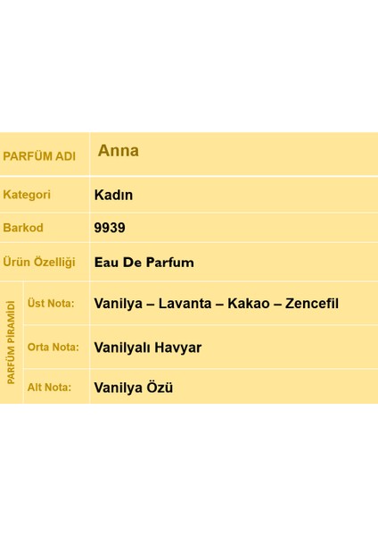 9939 Anna EDP Oriental Kadın Parfümü 30 ml fırsatları