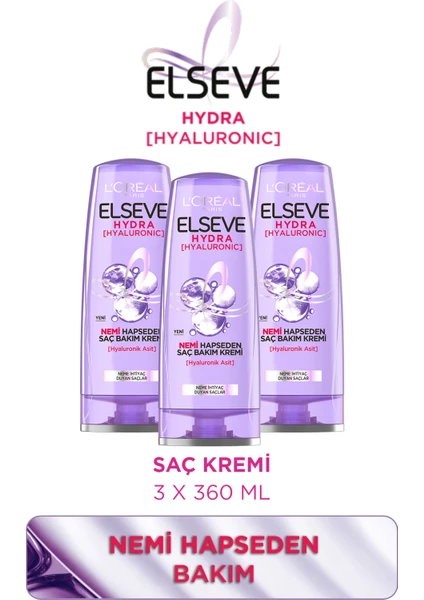 L'oréal Paris Elseve Hydra Nemi Hapseden Saç Bakım Kremi 360 ml x 3 adet