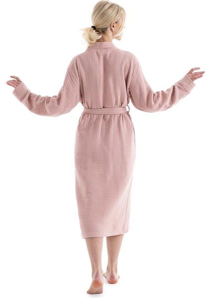 Unisex Kimono Müslin Bornoz Pudra modelleri