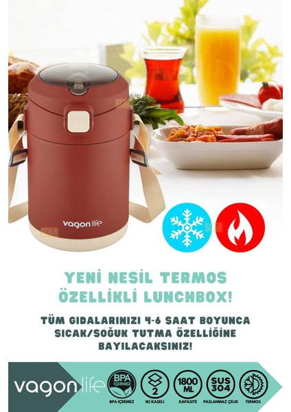 Bento 1800ML Lunchbox Yeni Koleksiyon 2 Kaseli 4-6 Saat Sıcak/soğuk Termos Özellikli Çelik Sefer Tası Yemek Kutusu fırsatları