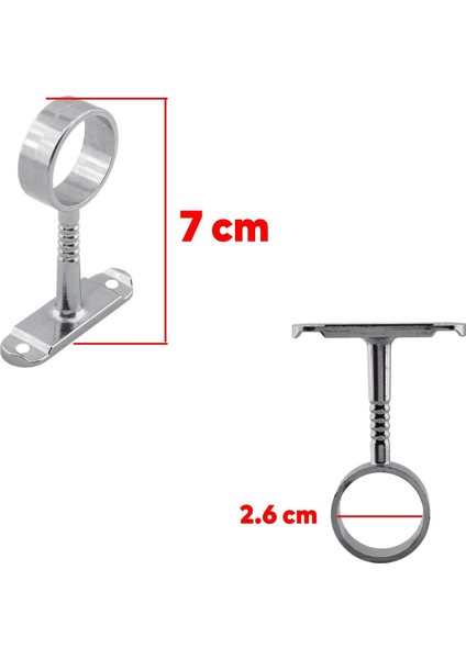 (2 Adet) Askı Flanşı Oval Dolap Boru Sabitleme Kıyafet Elbise Askı Flanş Aparatı Krom 75 x 25 mm