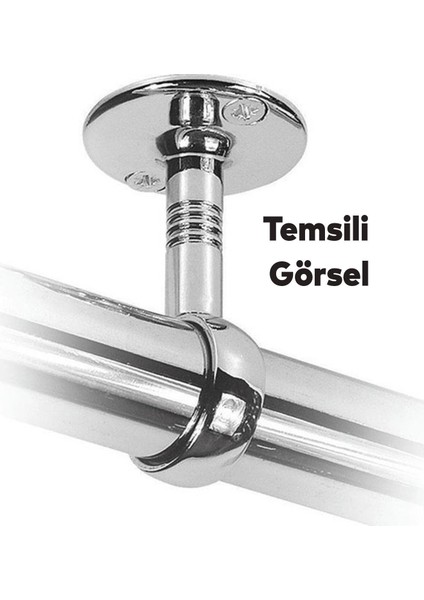 (2 Adet) Askı Flanşı Oval Dolap Boru Sabitleme Kıyafet Elbise Askı Flanş Aparatı Krom 75 x 25 mm
