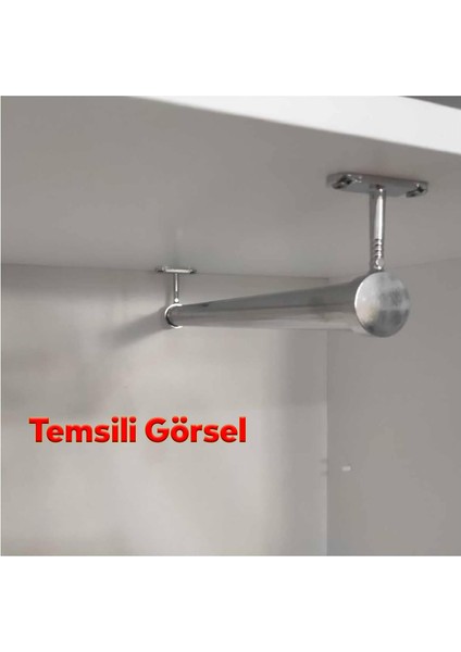 (2 Adet) Askı Flanşı Oval Dolap Boru Sabitleme Kıyafet Elbise Askı Flanş Aparatı Krom 75 x 25 mm