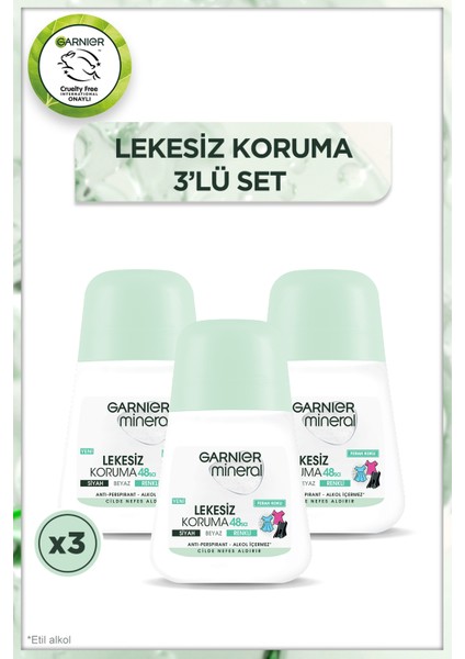 3'lü Garnier Mineral Lekesiz Koruma Ferah Koku Roll-On Seti