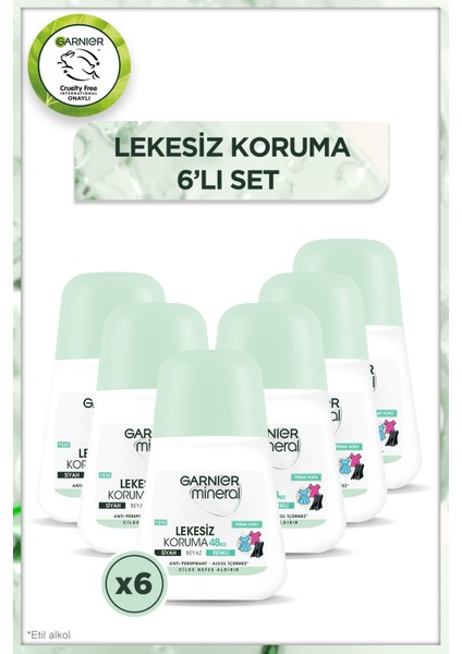 6'lı Garnier Mineral Lekesiz Koruma Ferah Koku Roll-On Seti