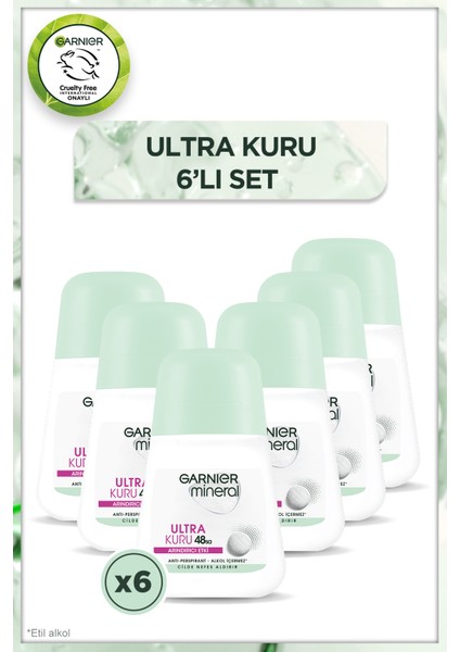 6'lı Garnier Mineral Ultra Kuru Roll-On Deodorant Seti