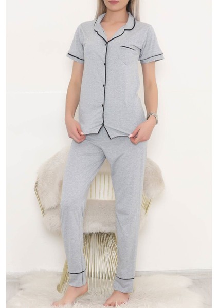 Önü Cepli Pijama Takımı Gri - 11404.1048.