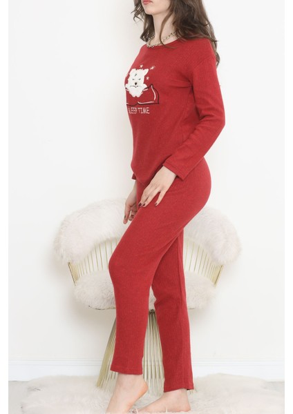 Nakışlı Fitilli Pijama Takımı Kırmızıbeyaz1 - 12519.1048.