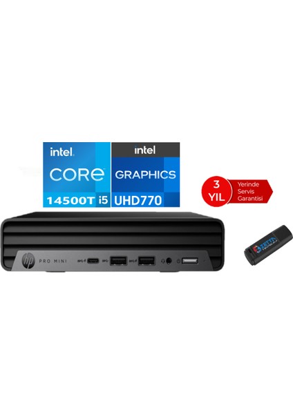 Hp Pro Mini 400 G9 Intel Core I5 14500T 16GB Ddr5 1tb SSD Freedos 23.8 Monitör Mini Masaüstü Bilgisayar M9H6W8ET08+ZETTAUSBBELLEK