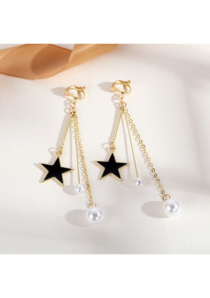 Delici Olmadan Üçgen Püskül Kulak Klipsi, Üst Düzey Niş Edebi Retro Bayan Kulak Asılı Hafif Lüks Yüksek Kaliteli Küpeler (Yurt Dışından)