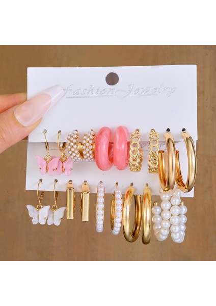 Çok Satan Moda Avrupa ve Amerikan Tarzı Altın C-Şekilli Zincir Küpe Seti, Bayanlar Için Hafif Lüks ve Üst Düzey Küpeler (Yurt Dışından)