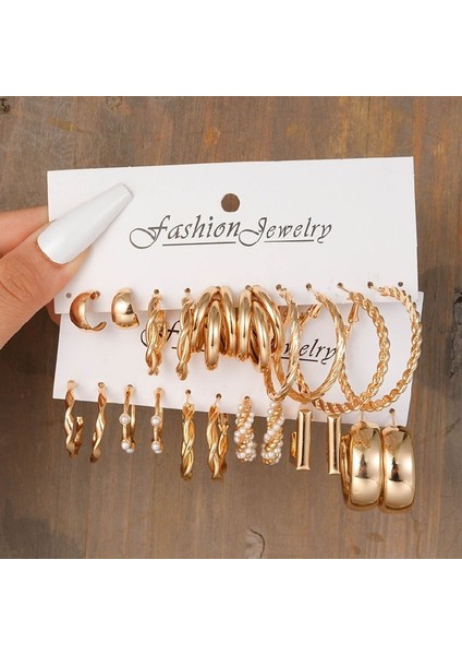 Çok Satan Moda Avrupa ve Amerikan Tarzı Altın C-Şekilli Zincir Küpe Seti, Bayanlar Için Hafif Lüks ve Üst Düzey Küpeler (Yurt Dışından)