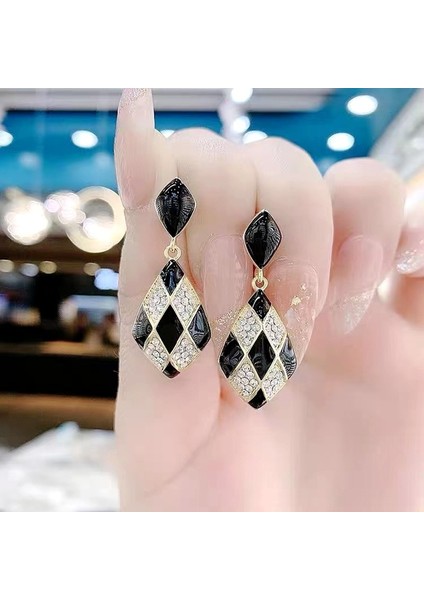 Moda Kedi Gözü Elmas Küpe Kadın Ilkbahar ve Yaz Ince Yeni Stil Işık Lüks High-End Küpe (Yurt Dışından)