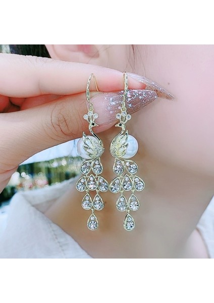 Kadınlar Için Moda Mizaç Uzun Püskül Yaz Popüler Küpeler Süper Parlak Üst Düzey Hafif Lüks Küpeler (Yurt Dışından)