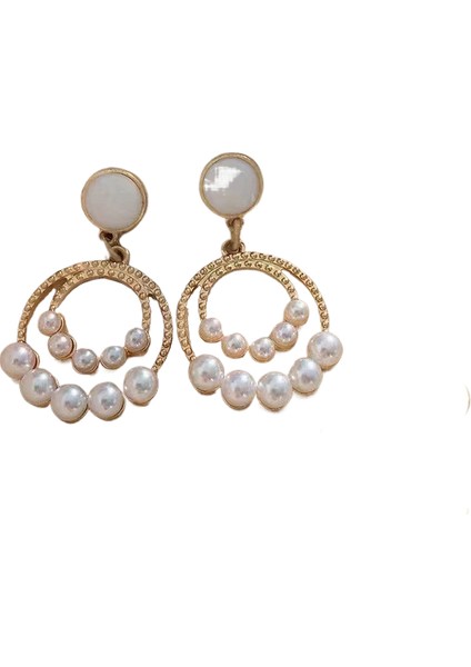 Kore Tarzı Kamelya Tarzı Delinmemiş Küpe Inci Çiçek Dama Tahtası Elmas Küpe Kadınlar Için (Yurt Dışından)