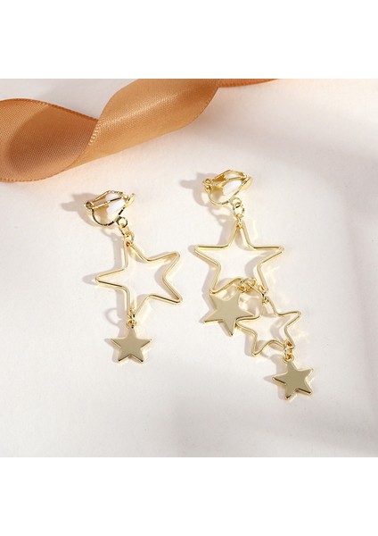 Delici Olmadan Üçgen Püskül Kulak Klipsi, Üst Düzey Niş Edebi Retro Bayan Kulak Asılı Hafif Lüks Yüksek Kaliteli Küpeler (Yurt Dışından)