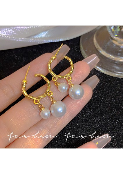 S925 Gümüş Iğne Retro Fransız Inci Küpeleri, Üst Düzey, Çok Yönlü, Basit ve Kişiselleştirilmiş Küpeler (Yurt Dışından)