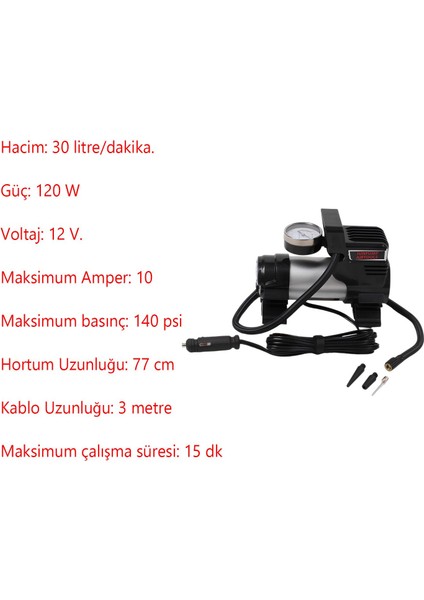 Araç Tipi Çakmaklık Metal Hava Kompresörü Araba Otomobil Oto Bisiklet Teker Lastik Top Şişirme 12 V