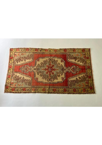 127X223CM Antik Uşak Halısı El Dokuma Canlı Renkli Dekoratif Ender Kilim